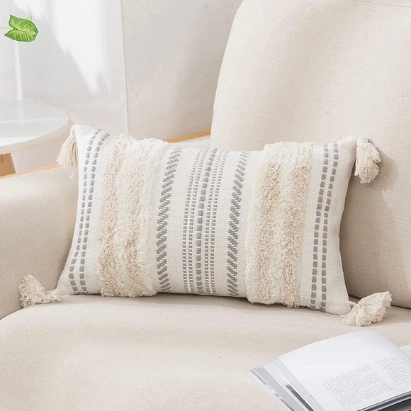 Decor Uhome Boho Lumbar Pillow Cover w/Miulee Pillow Insert 12x20 inch - Picture 1 of 5